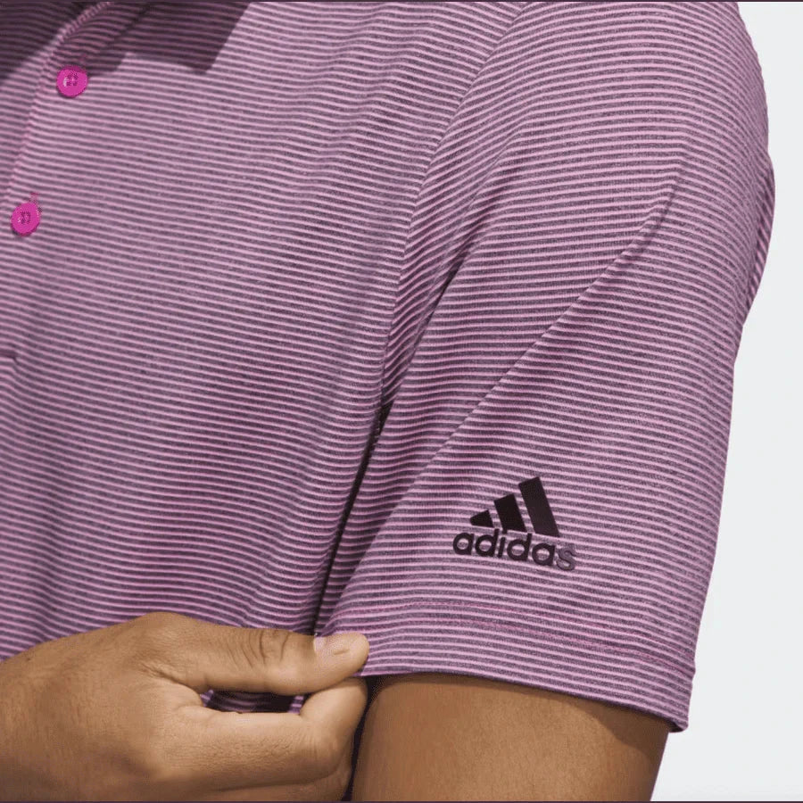 Adidas Ottoman Stripe Polo Shirt Fuchsia Men's Polos Adidas