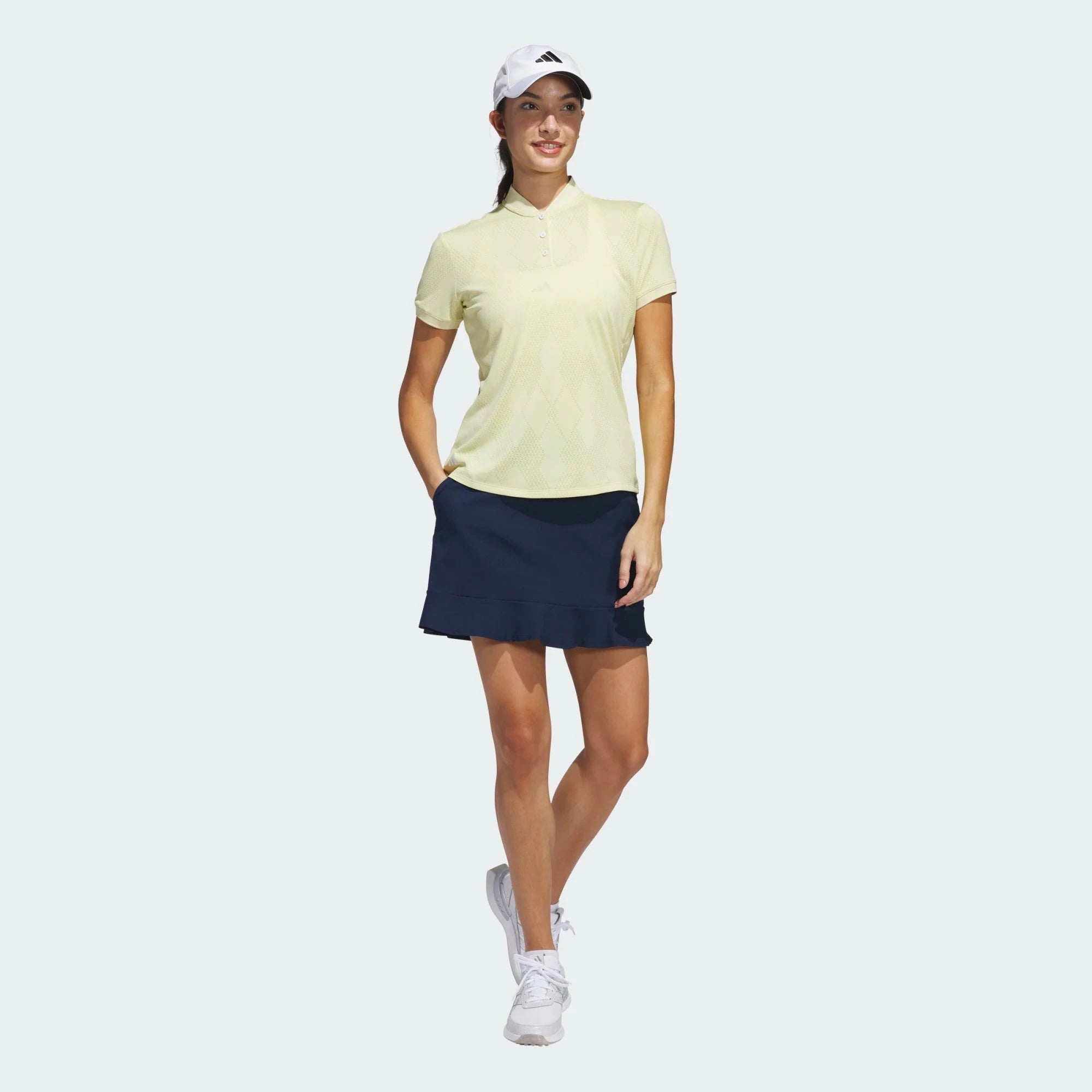 Adidas Ultimate Jacquard Short Sleeve Polo Yellow JE9924 Women's Polos Adidas