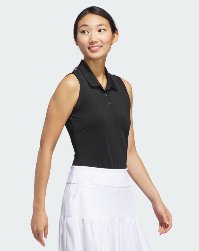 Adidas Women's Ultimate Solid Sleeveless Polo IN2536 Black Women's Polos Adidas