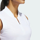 Adidas Women's Ultimate Zip Sleeveless Polo JC9239 White Women's Polos Adidas