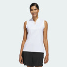 Adidas Women's Ultimate Zip Sleeveless Polo JC9239 White Women's Polos Adidas