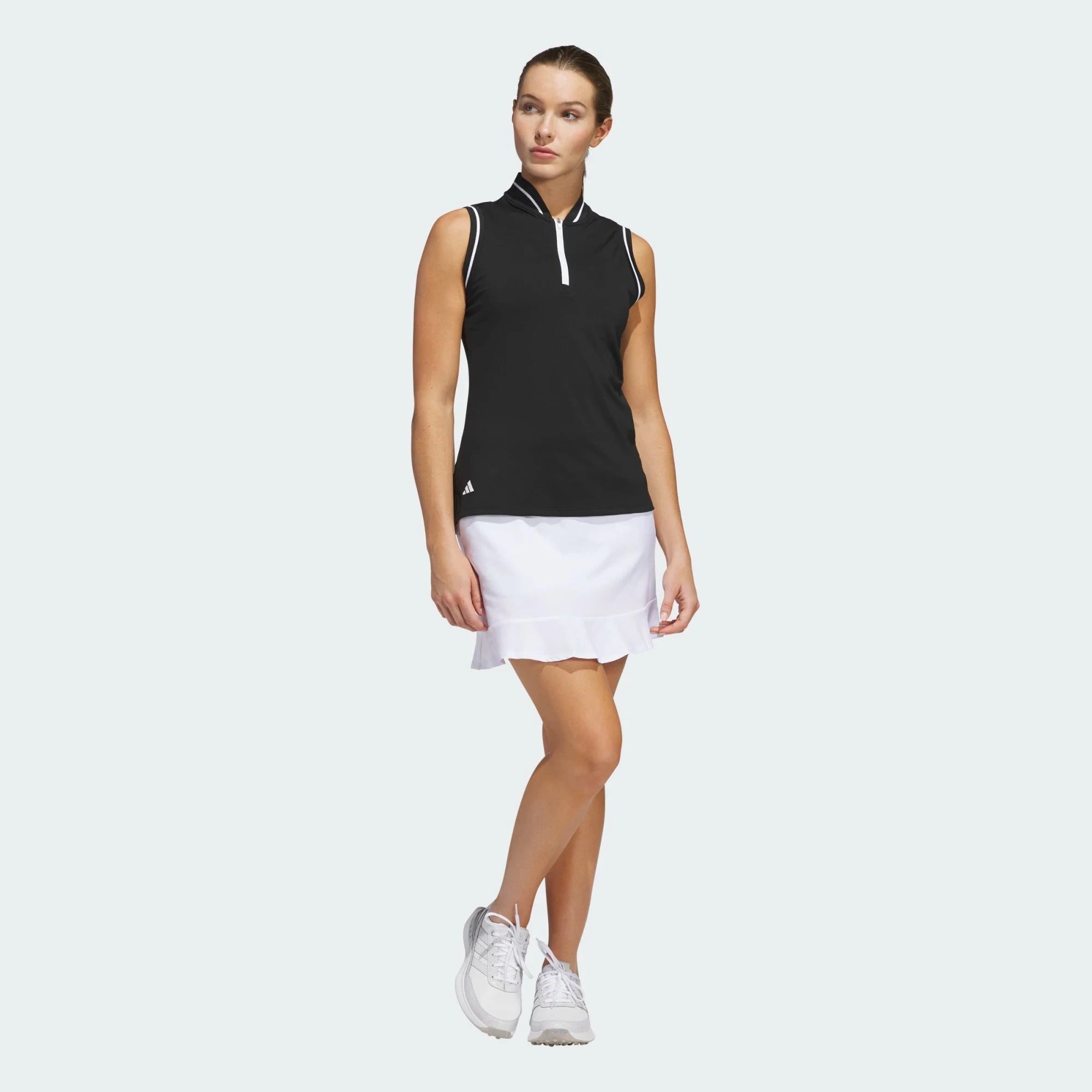 Adidas Women's Ultimate Zip Sleeveless Polo JE9910 Black Women's Polos Adidas