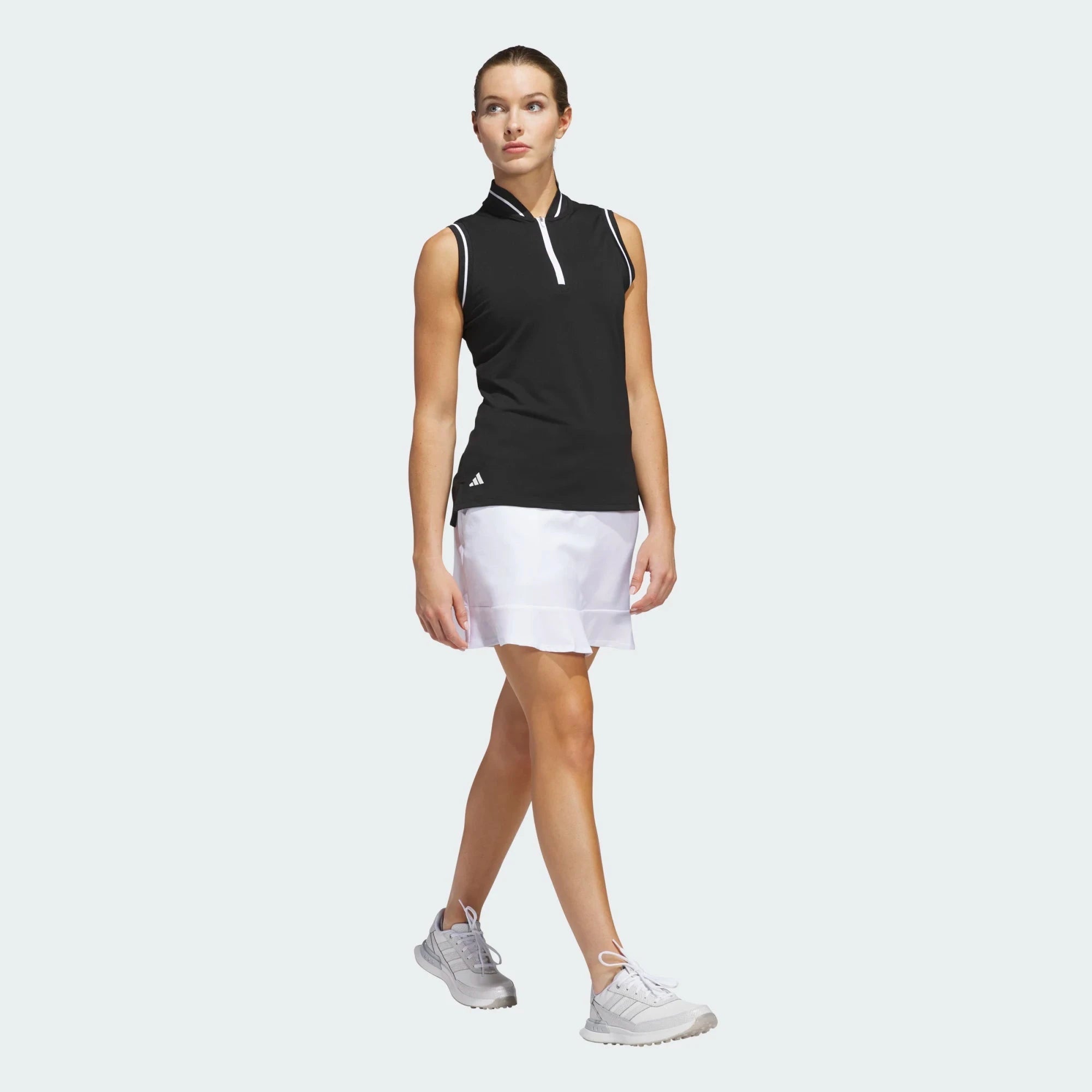 Adidas Women's Ultimate Zip Sleeveless Polo JE9910 Black Women's Polos Adidas
