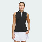 Adidas Women's Ultimate Zip Sleeveless Polo JE9910 Black Women's Polos Adidas