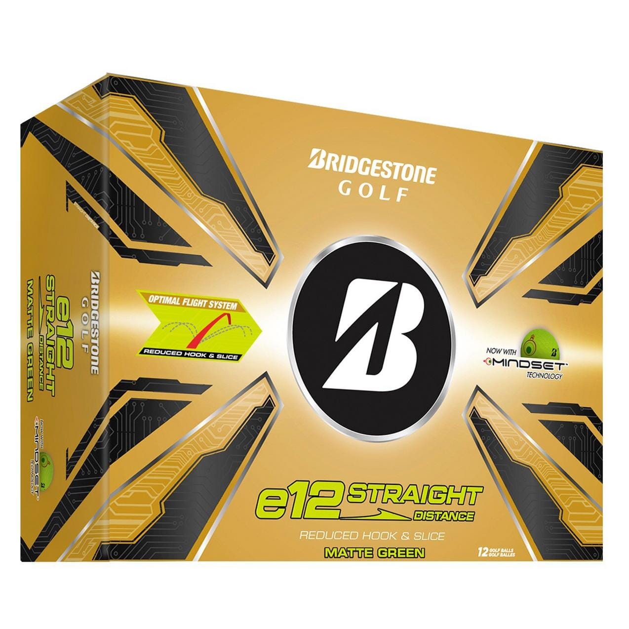 Bridgestone Golf e12 Straight Distance Golf Balls Golf Balls Bridgestone Box/12 Matte Green
