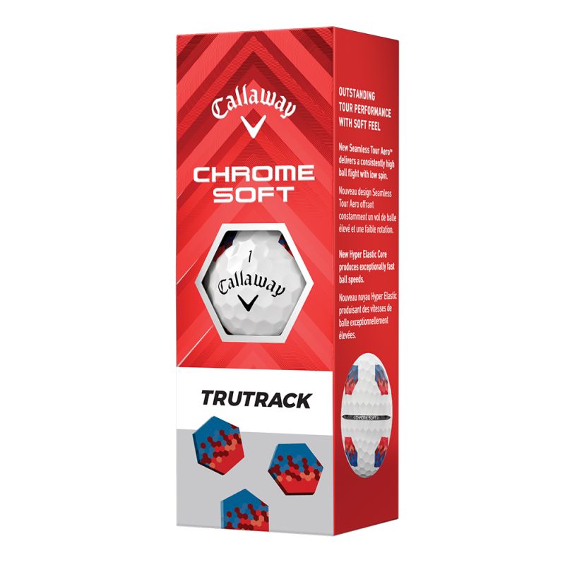 Callaway Chrome Soft 24 Trutrack Blue/Red Golf Balls Golf Balls Callaway Sleeve/3 White