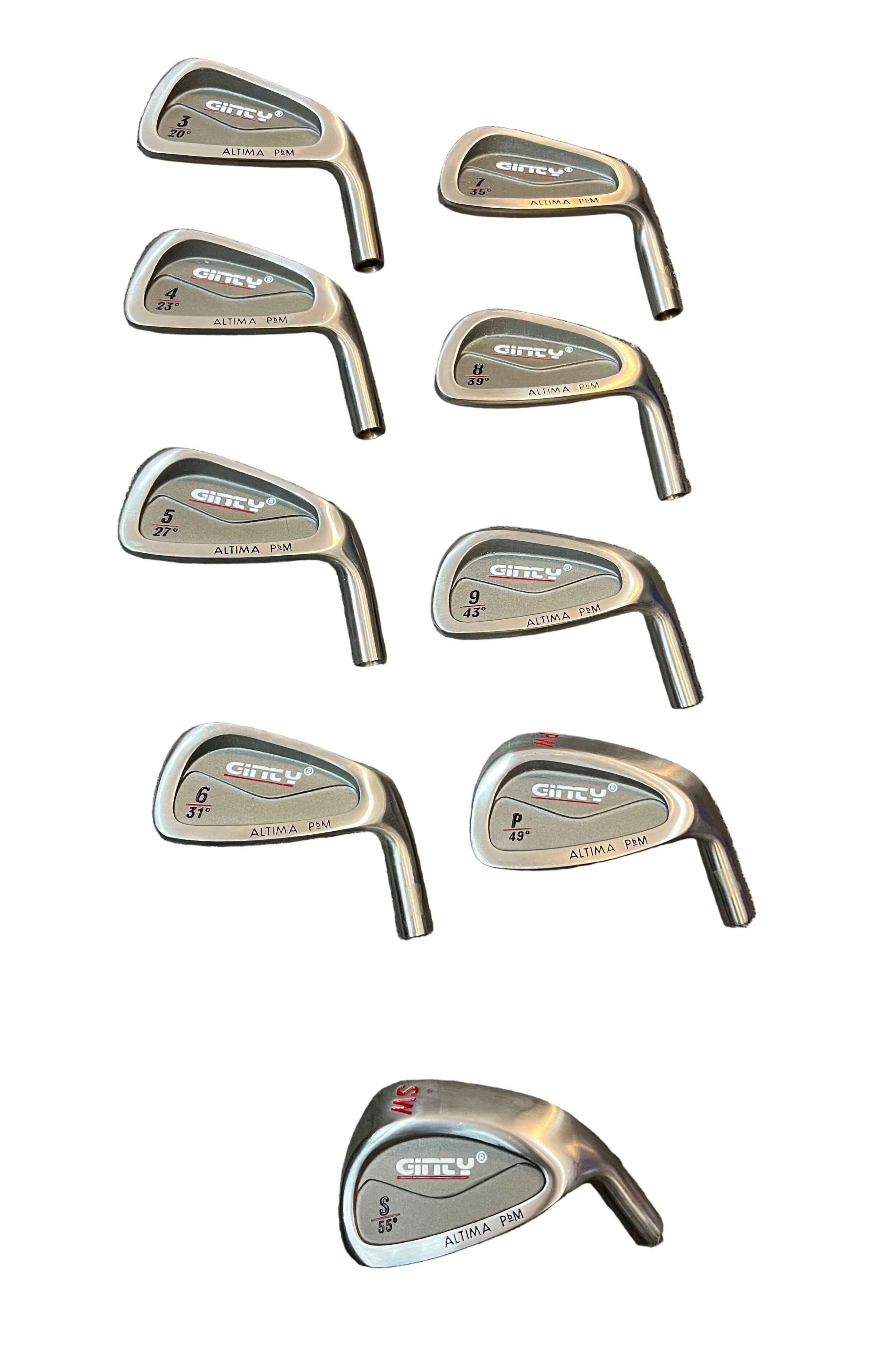 Ginty Altima PbM 9pc Iron HEAD ONLY Right Hand 3-PW SW Golf Club Tools & Parts Ginty Altima