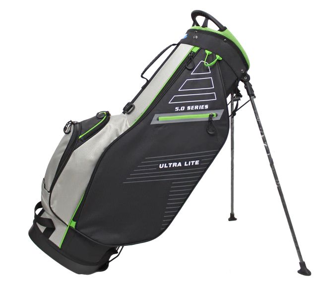 Golf Trends Links Ultra Lite 5.0 Series Stand Bag Black/Grey/Lime Stand Bag Golf Trends Grey/Green Stand Bag