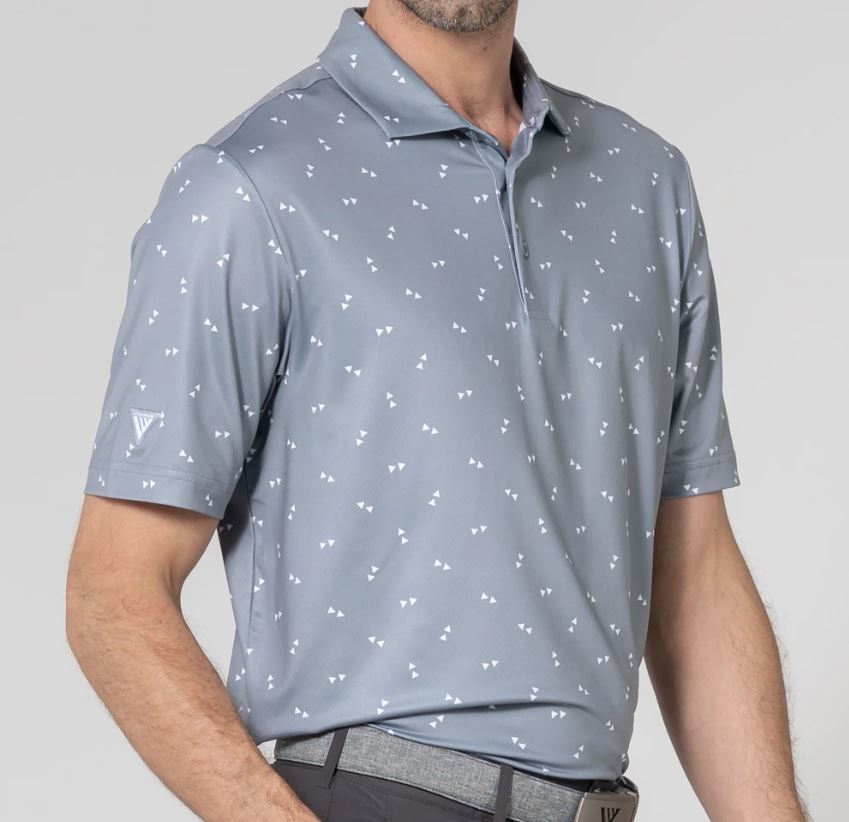 LevelWear Spear Golf Shirt YE63L Pebble/White B36 Men's Polos LevelWear