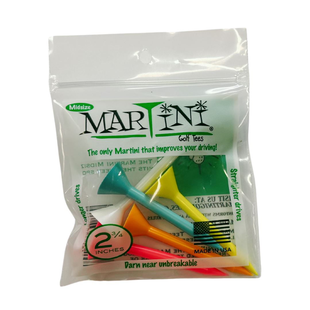 Martini Tees Midsize 2 3/4 Inches Pack of 5 pcs Golf Stuff - Save on New and Pre-Owned Golf Equipment Mixed Yellow/Teal/white/Orange/Pink