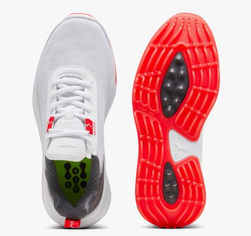 Puma Fusion Crush Sport Junior Golf Shoes White/Grey/Red 379891 02 Spikeless Golf Shoe Puma