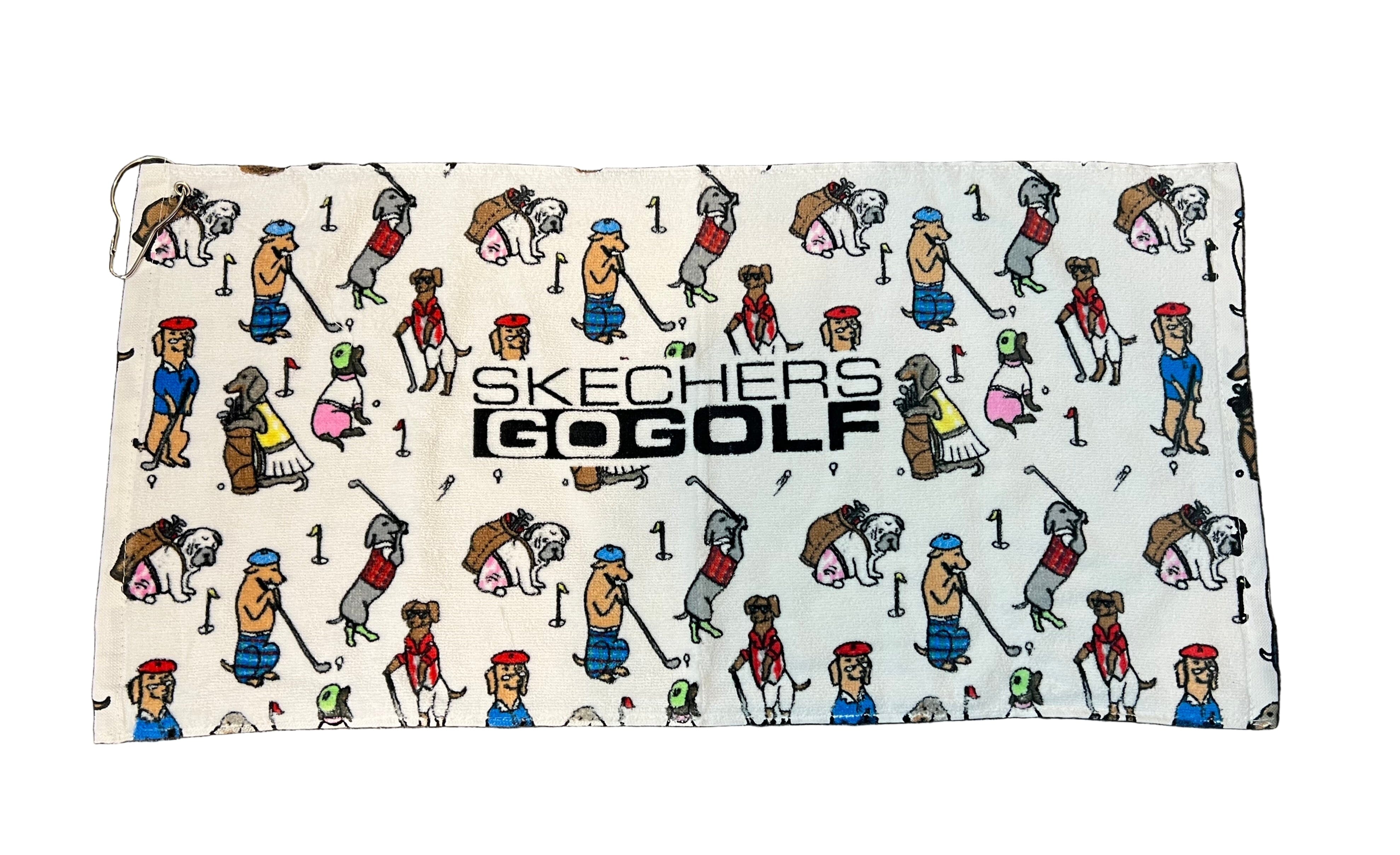 Skechers Go Golf Towel 12"x23" White/Multicolor Golf Towels Skechers Dogs