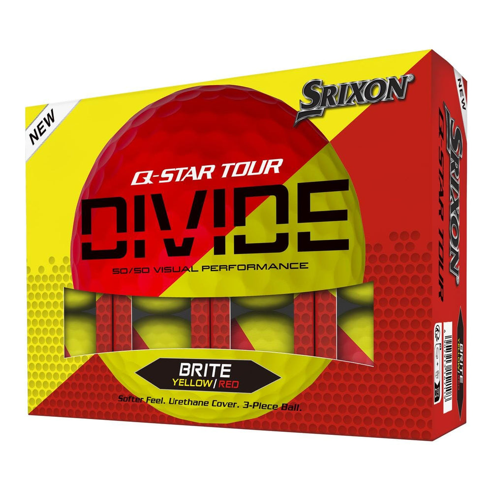 Srixon Q-Star Tour Divide '24 Brite Golf Balls Golf Stuff - Save on New and Pre-Owned Golf Equipment Box / 12 Yellow / Red 