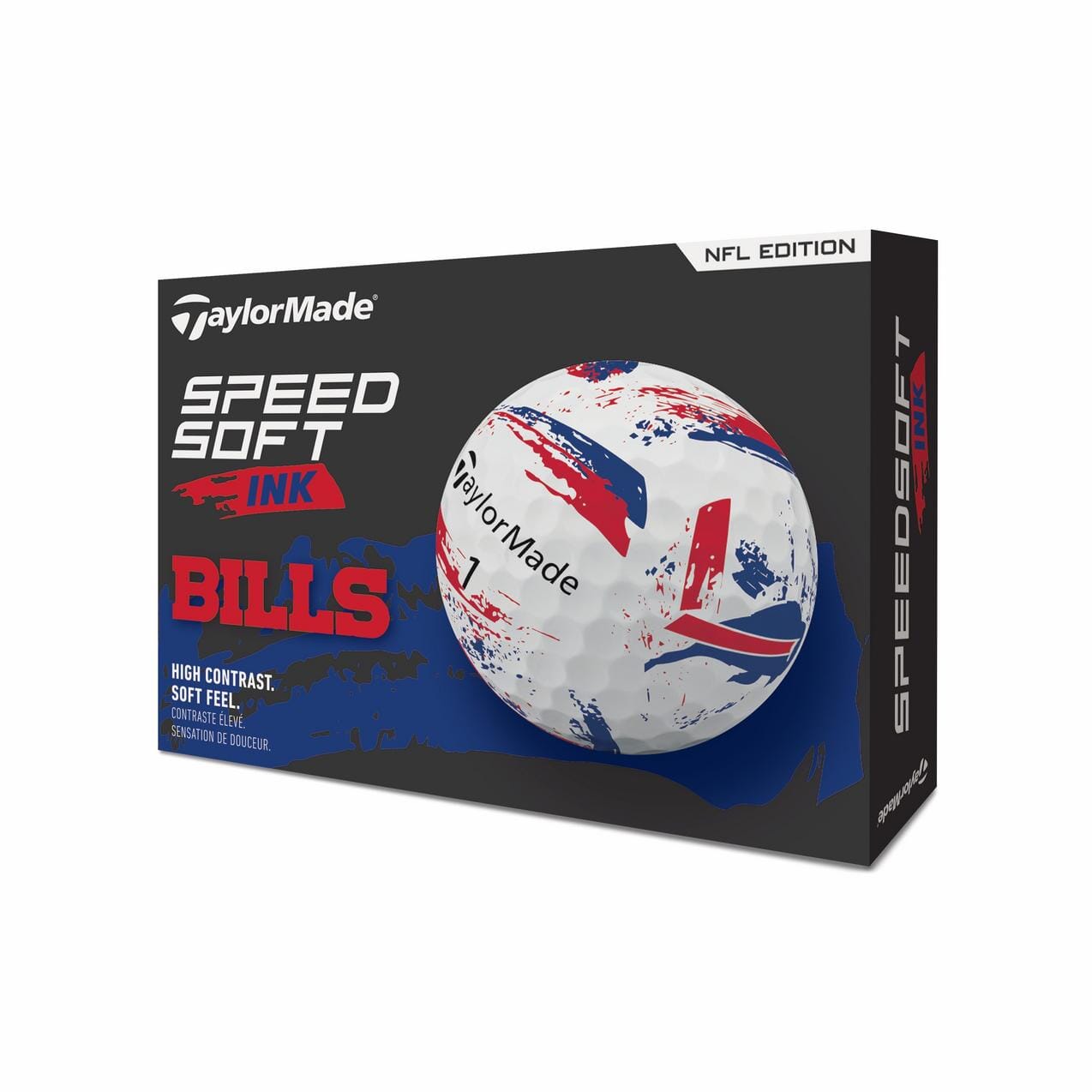 TaylorMade NFL Buffalo Bills Speedsoft Ink Golf Balls Golf Balls TaylorMade Box/12 White Buffalo Bills
