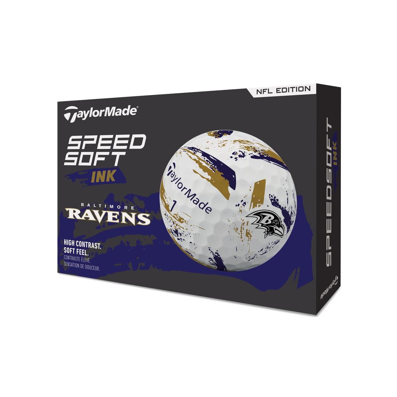 TaylorMade NFL Ravens Speedsoft Ink Golf Balls Golf Balls TaylorMade Box/12 White
