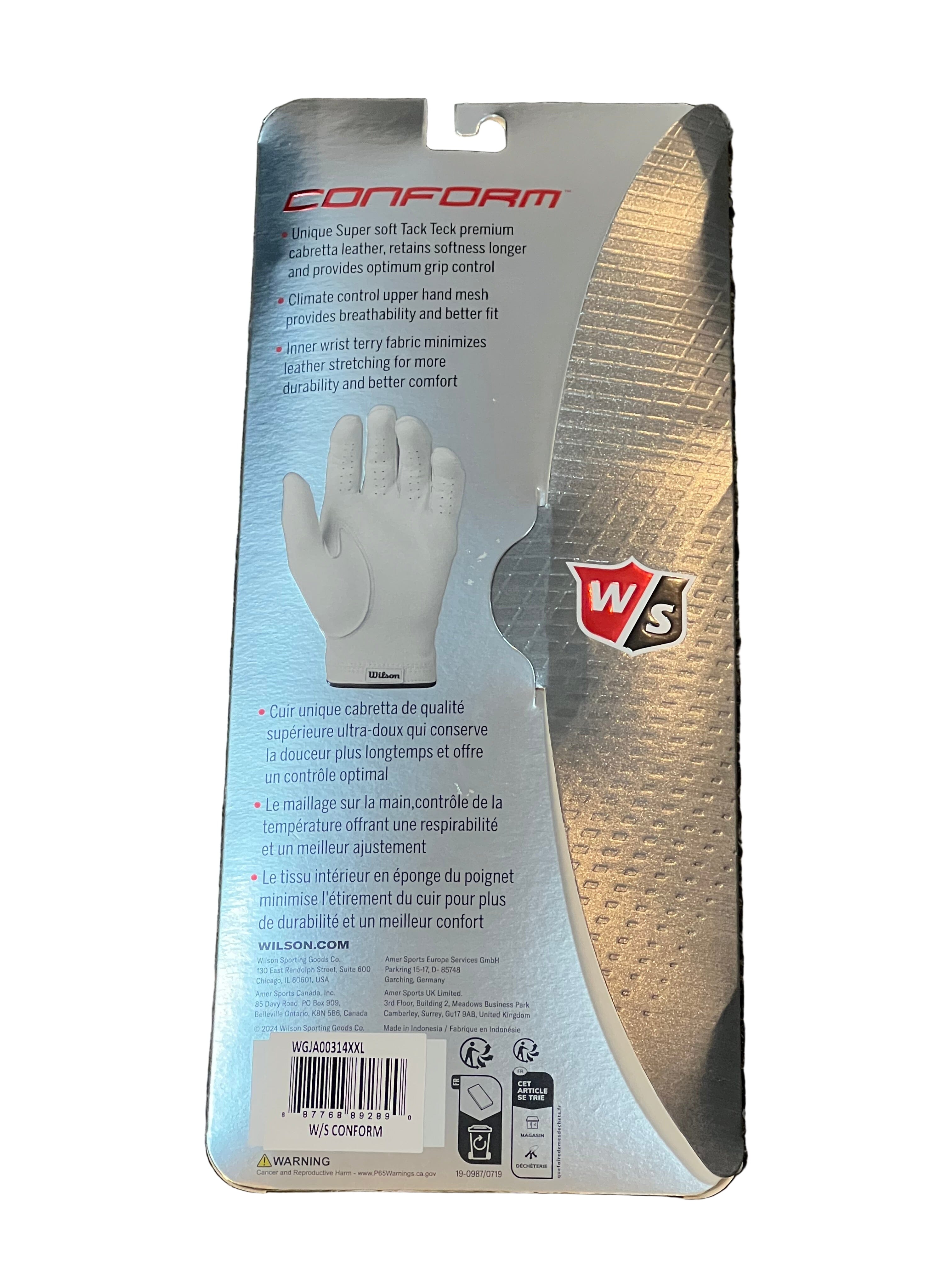 Wilson Staff Conform Mens Glove Whi/Blk Men's Golf Gloves Wilson