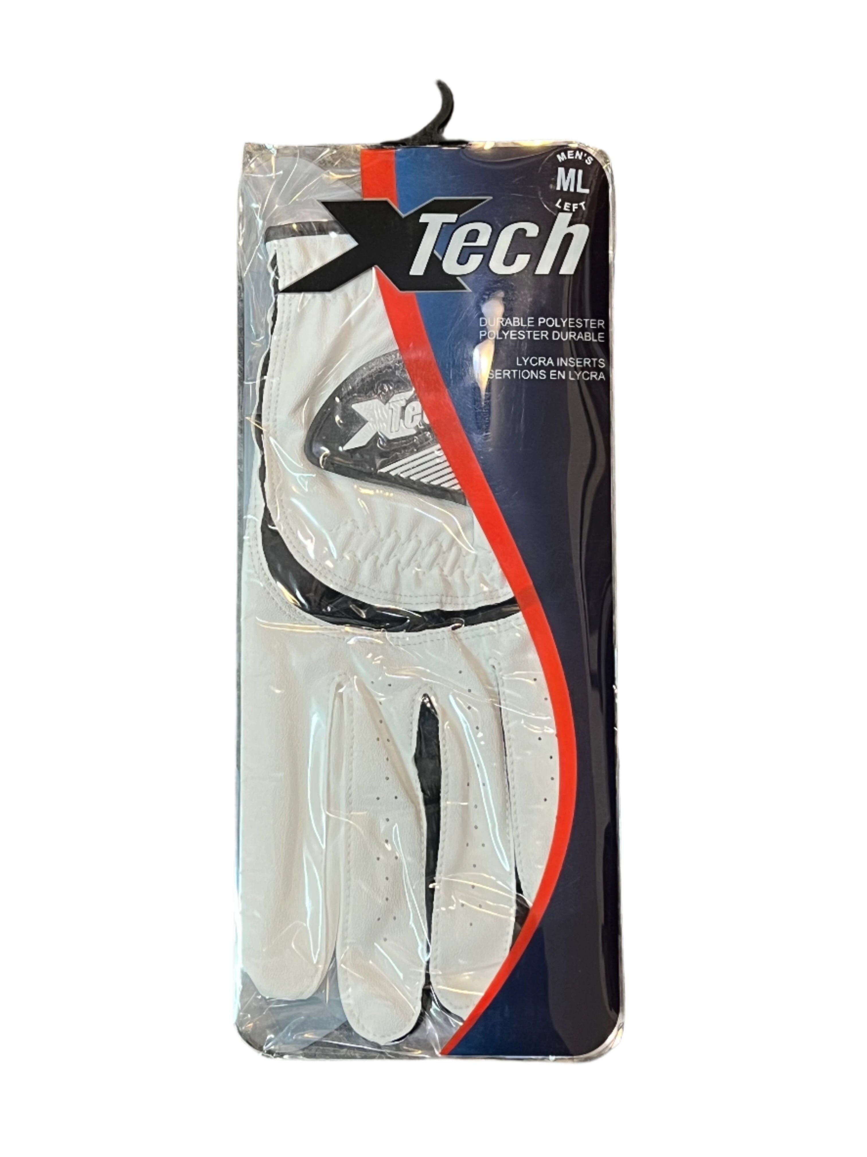 XTech Golf Gloves Mens White/Black Golf Gloves Golf Trends Medium White Left