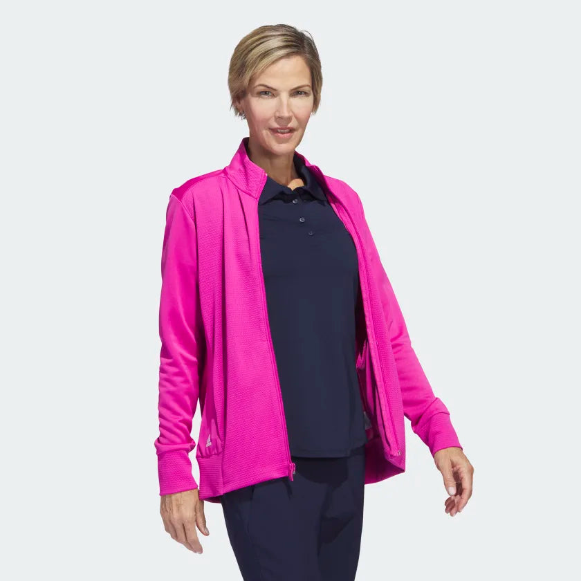 Adidas Textured Full Zip Jacket HS2470 Lucid Fuchsia Golf Stuff