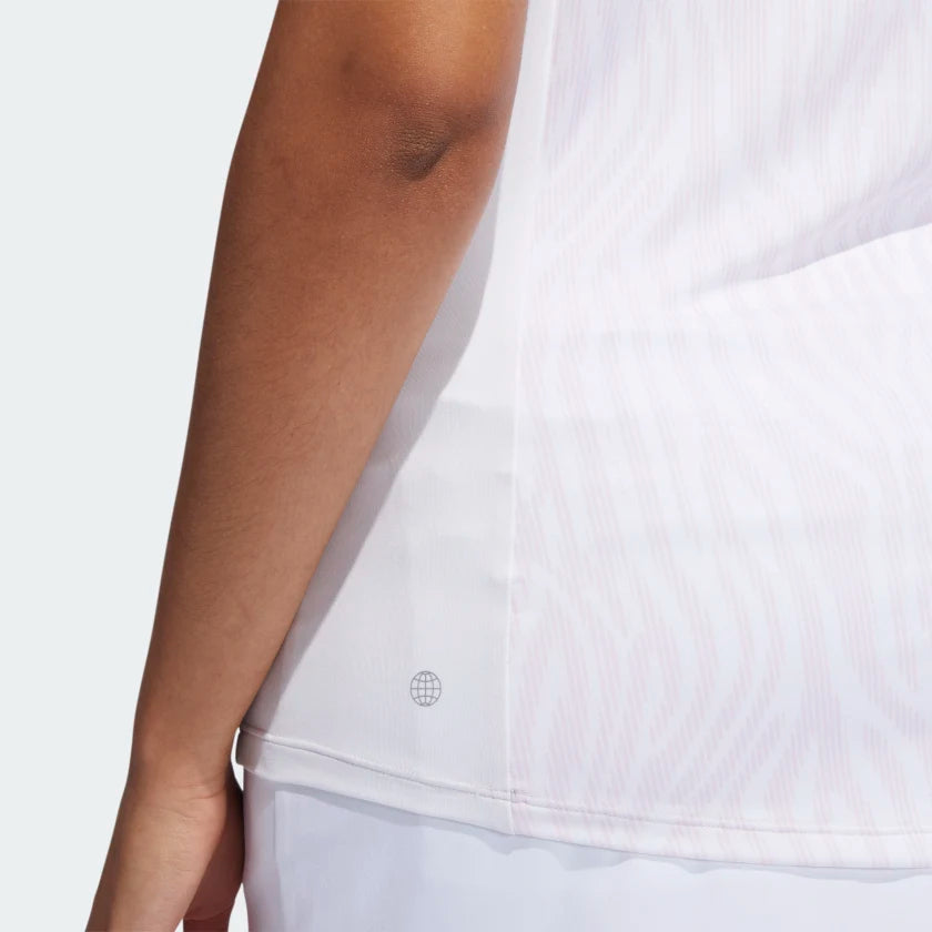 Adidas Ultimate365 Women's Stripe Print Sleeveless Polo Shirt HG8521 Golf Stuff 