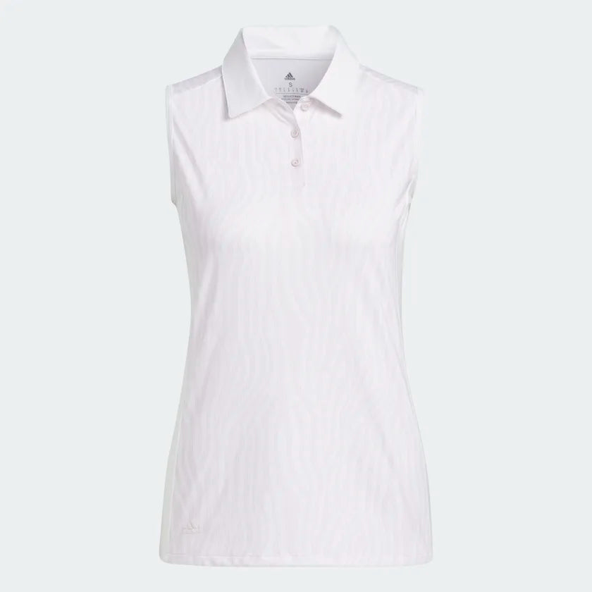 Adidas Ultimate365 Women's Stripe Print Sleeveless Polo Shirt HG8521 Golf Stuff Small 