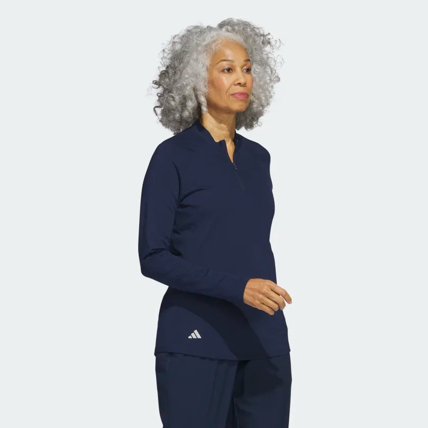 Adidas Women'sQuarter Zip Long Sleeve Polo Golf Shirt HY3974 Golf Stuff