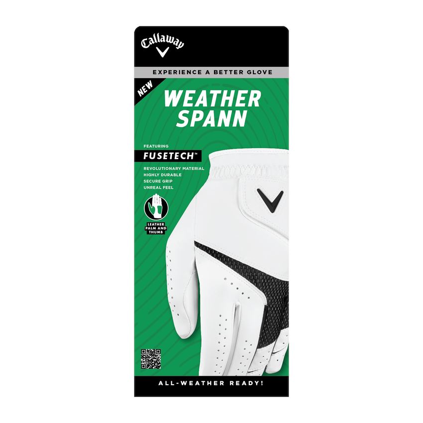 Callaway Weather Spann 2023 Golf Glove Mens White/Black Golf Stuff - Save on New and Pre-Owned Golf Equipment