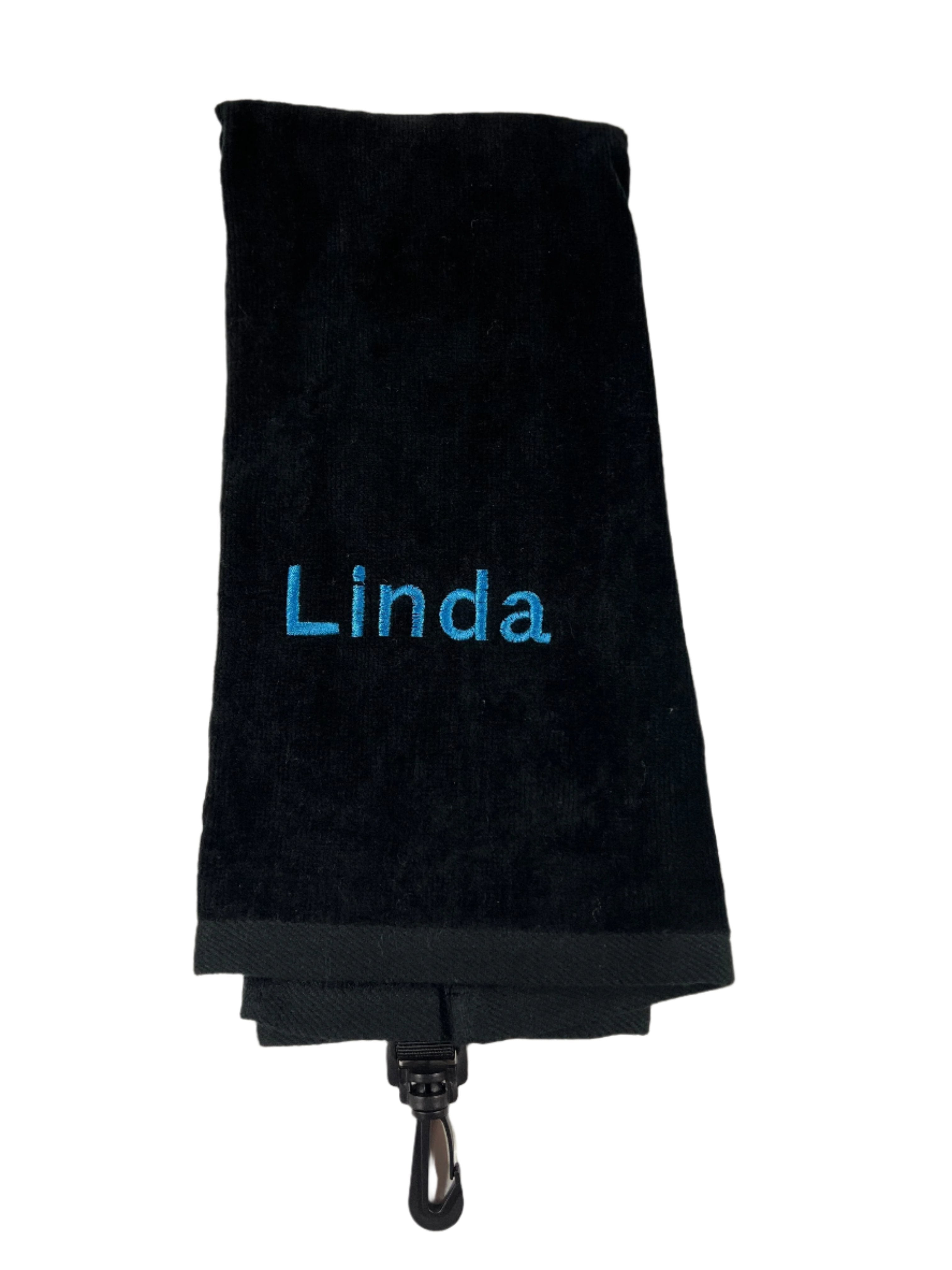 Custom Embroidered Cotton Tri-Fold Golf Towel Ready To Go Golf Stuff - Save on New and Pre-Owned Golf Equipment Black Linda - Eras 1176 Blue