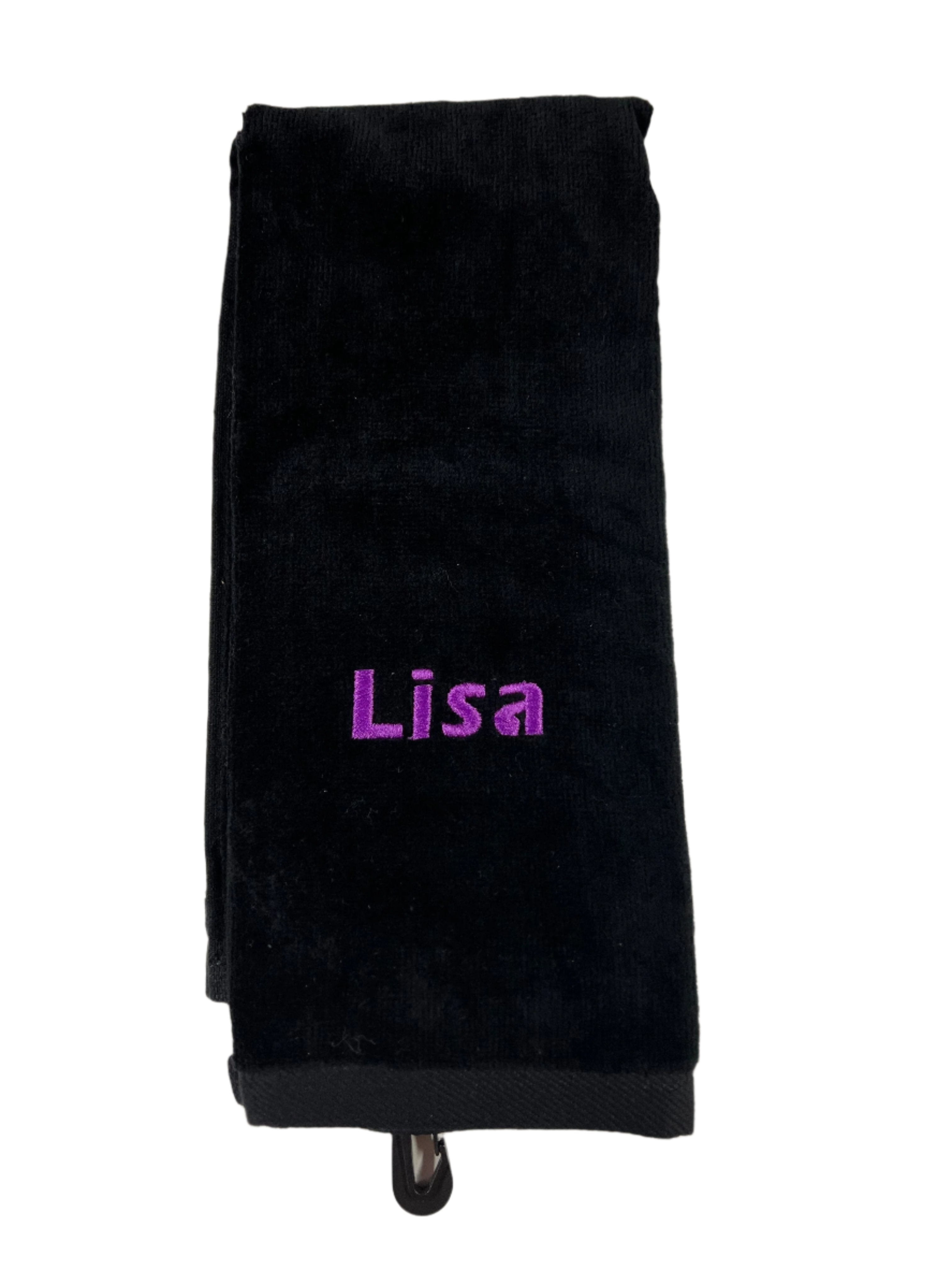 Custom Embroidered Cotton Tri-Fold Golf Towel Ready To Go Golf Stuff - Save on New and Pre-Owned Golf Equipment Black Lisa - Eras 9375 Purple