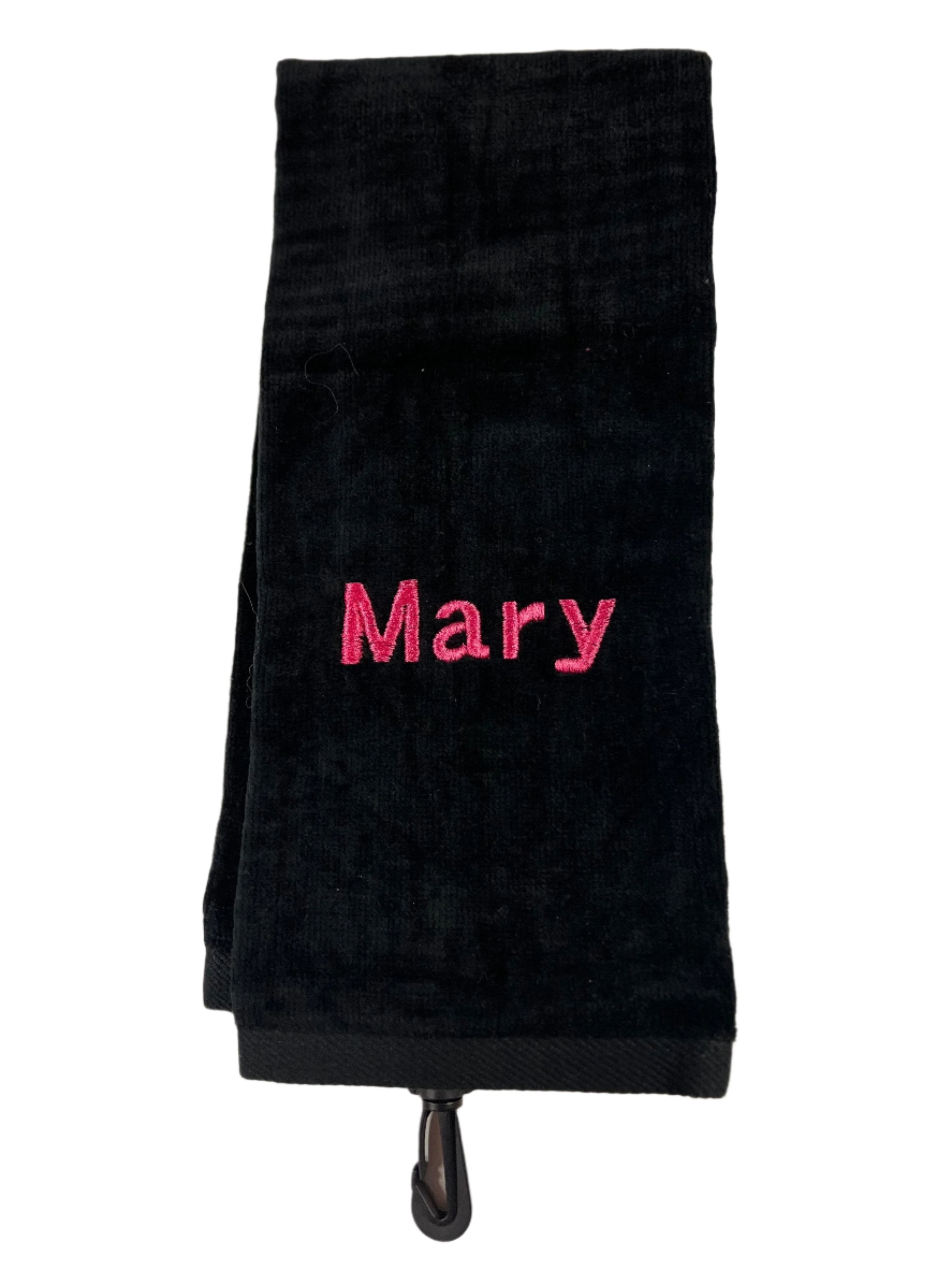 Custom Embroidered Cotton Tri-Fold Golf Towel Ready To Go Golf Stuff - Save on New and Pre-Owned Golf Equipment Black Mary - Eras 8313 Pink