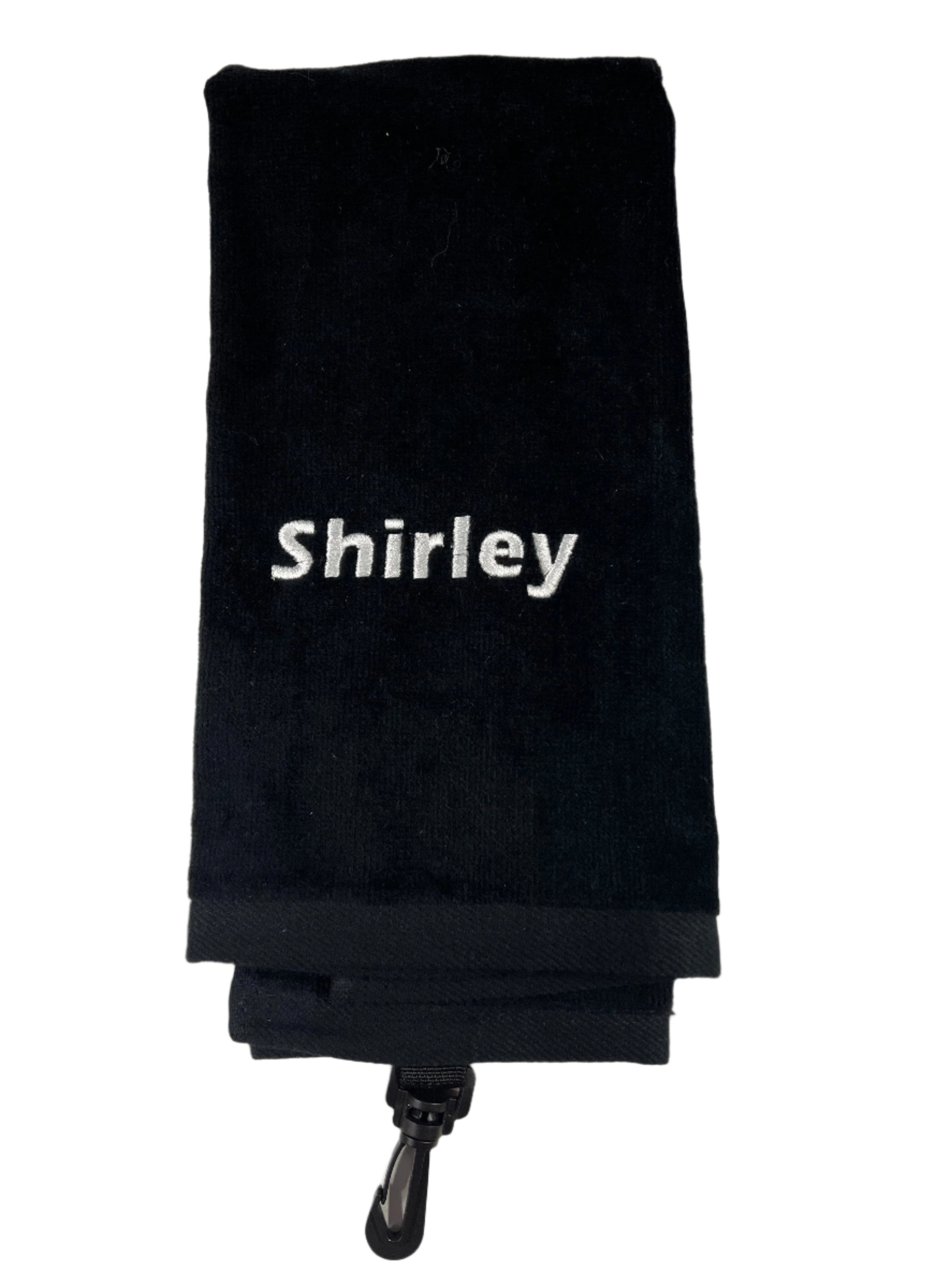 Custom Embroidered Cotton Tri-Fold Golf Towel Ready To Go Golf Stuff - Save on New and Pre-Owned Golf Equipment Black Shirley - Eras 8335 White