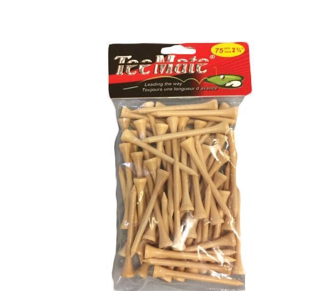 TeeMate 75 pc Wooden Tees 2 3/4 Inch Golf Stuff - Save on New and Pre-Owned Golf Equipment Natural