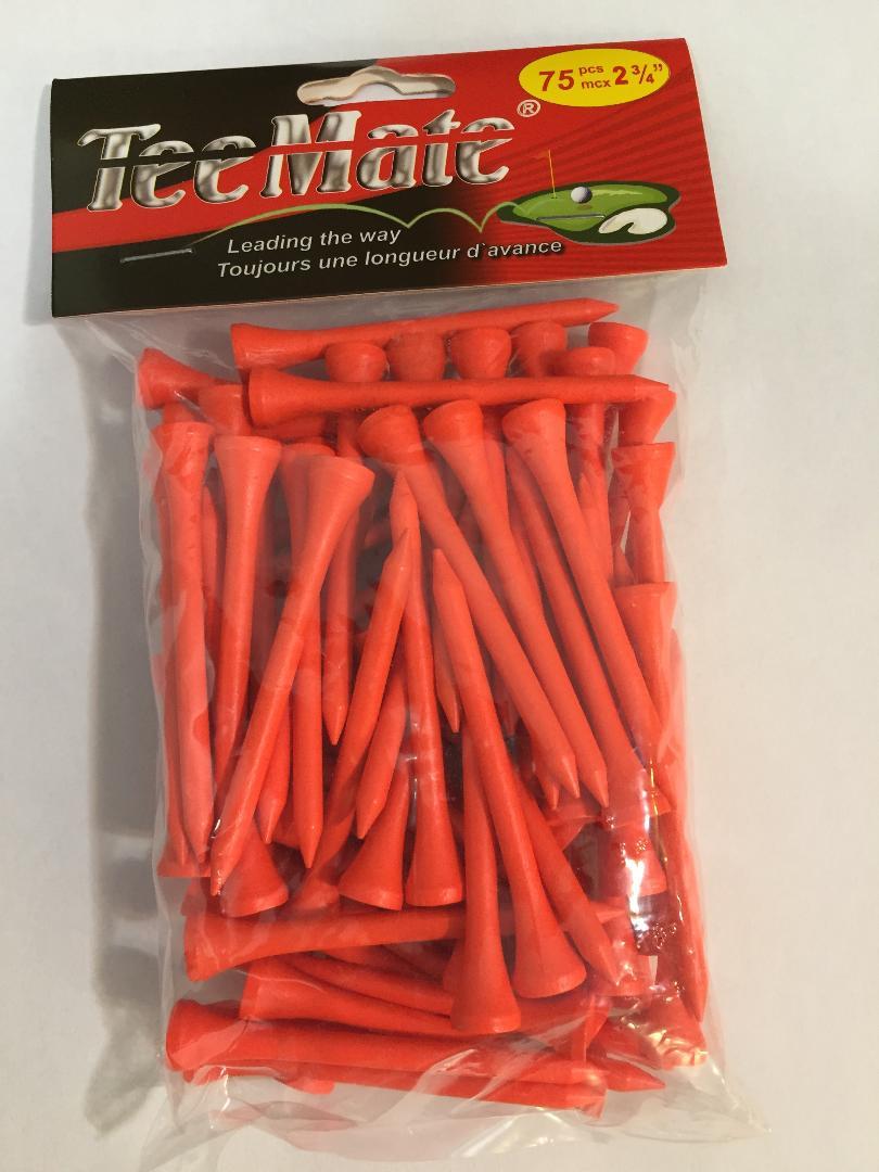 TeeMate 75 pc Wooden Tees 2 3/4 Inch Golf Stuff - Save on New and Pre-Owned Golf Equipment Orange