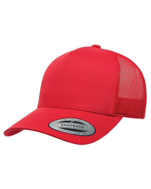 Yupoong Adult 5-Panel Retro Trucker Cap Red 6506 Hats Golf Stuff