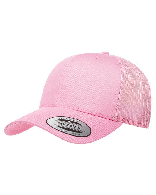 Yupoong Adult Retro Trucker Cap Pink 6606 Hats Golf Stuff