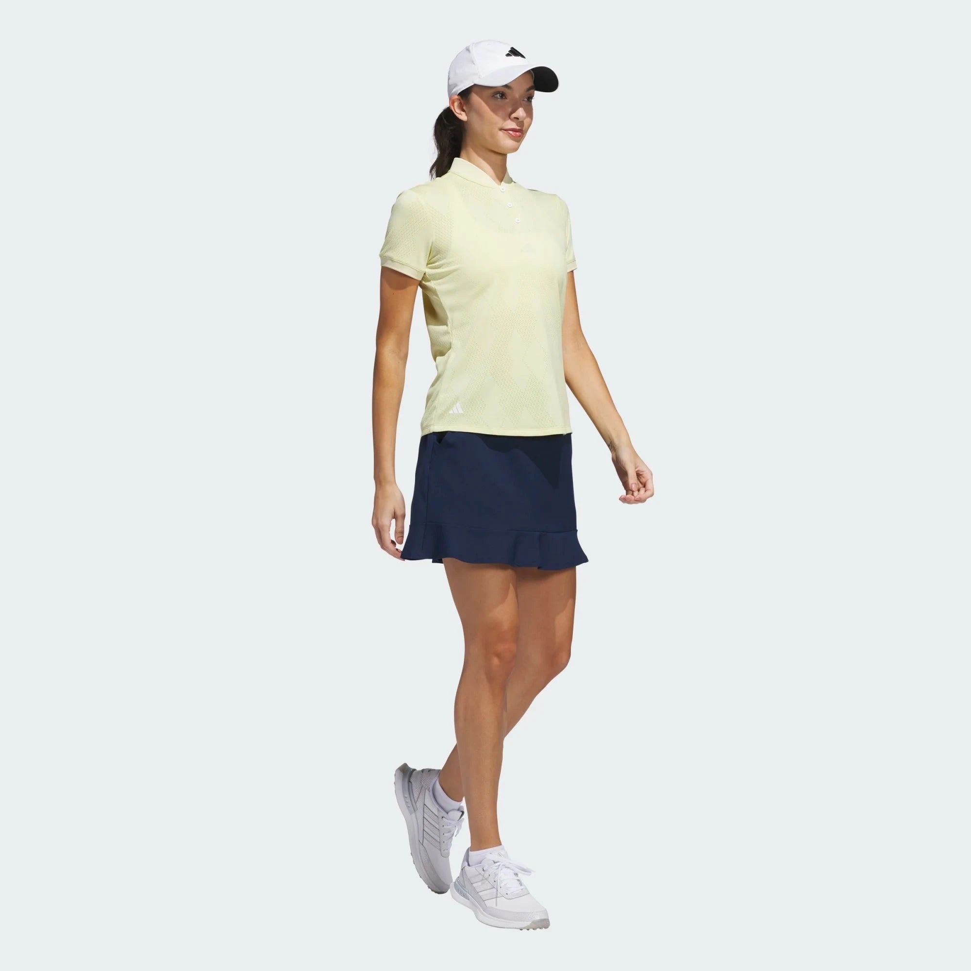 Adidas Ultimate Jacquard Short Sleeve Polo Yellow JE9924 Women's Polos Adidas 