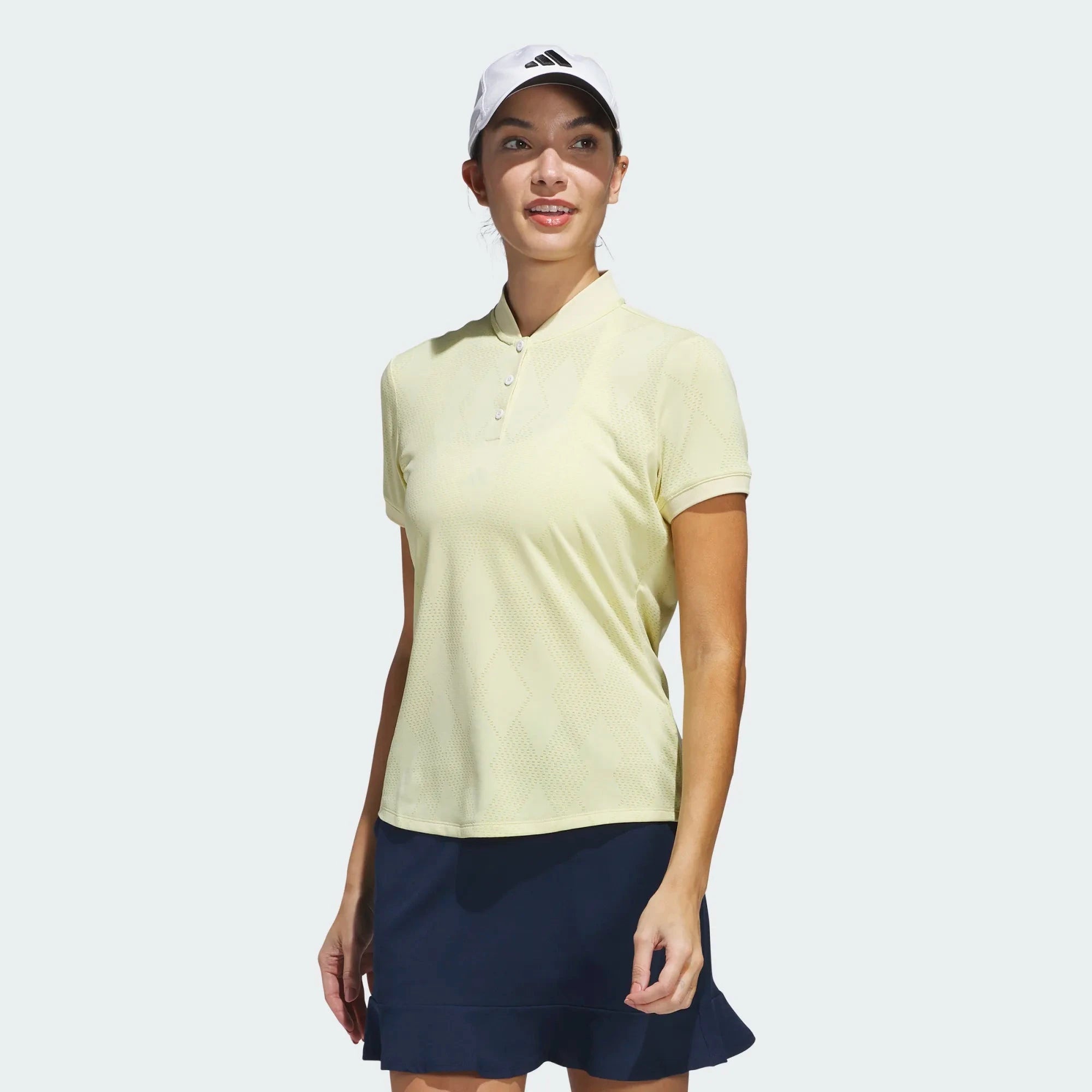 Adidas Ultimate Jacquard Short Sleeve Polo Yellow JE9924 Women's Polos Adidas Small Yellow 