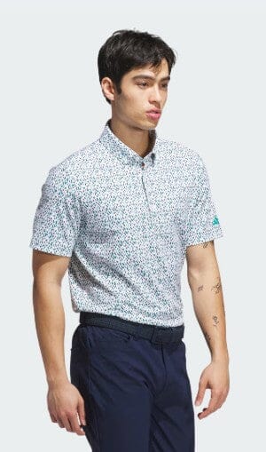 Adidas Ultimate MIcro Argyle Polo Men's White/Pur/Teal JL5270 Men's Polos Adidas 
