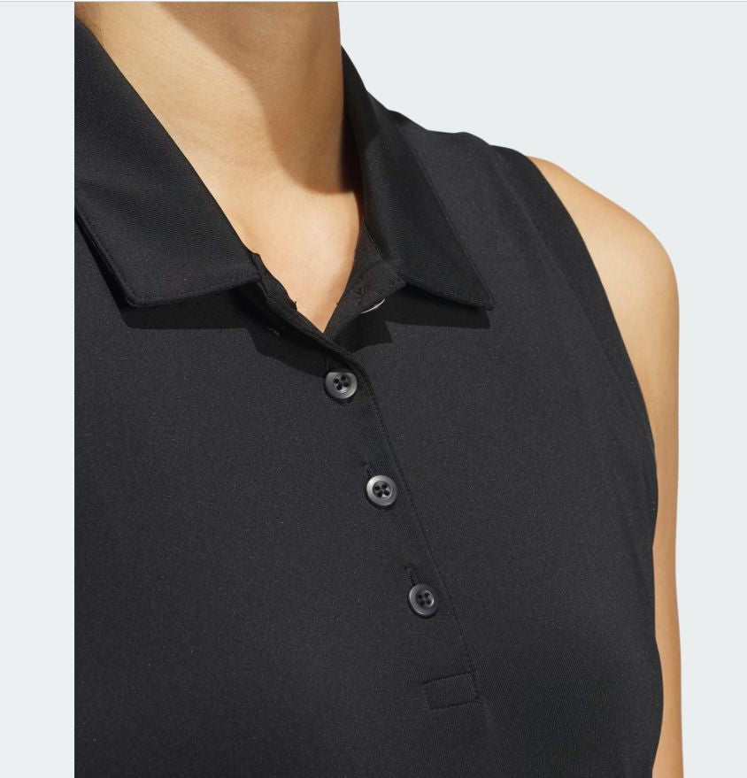 Adidas Women's Ultimate Solid Sleeveless Polo IN2536 Black Women's Polos Adidas 