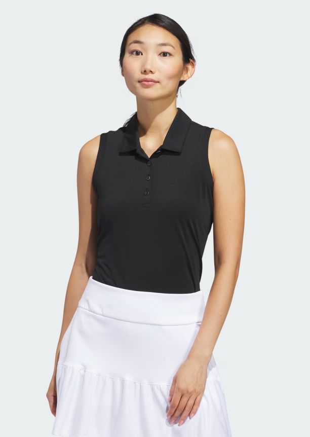 Adidas Women's Ultimate Solid Sleeveless Polo IN2536 Black Women's Polos Adidas Small Women's 