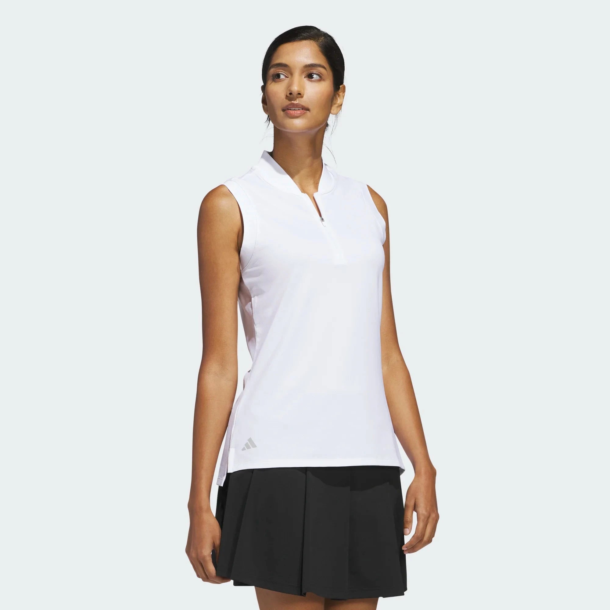 Adidas Women's Ultimate Zip Sleeveless Polo JC9239 White Women's Polos Adidas 
