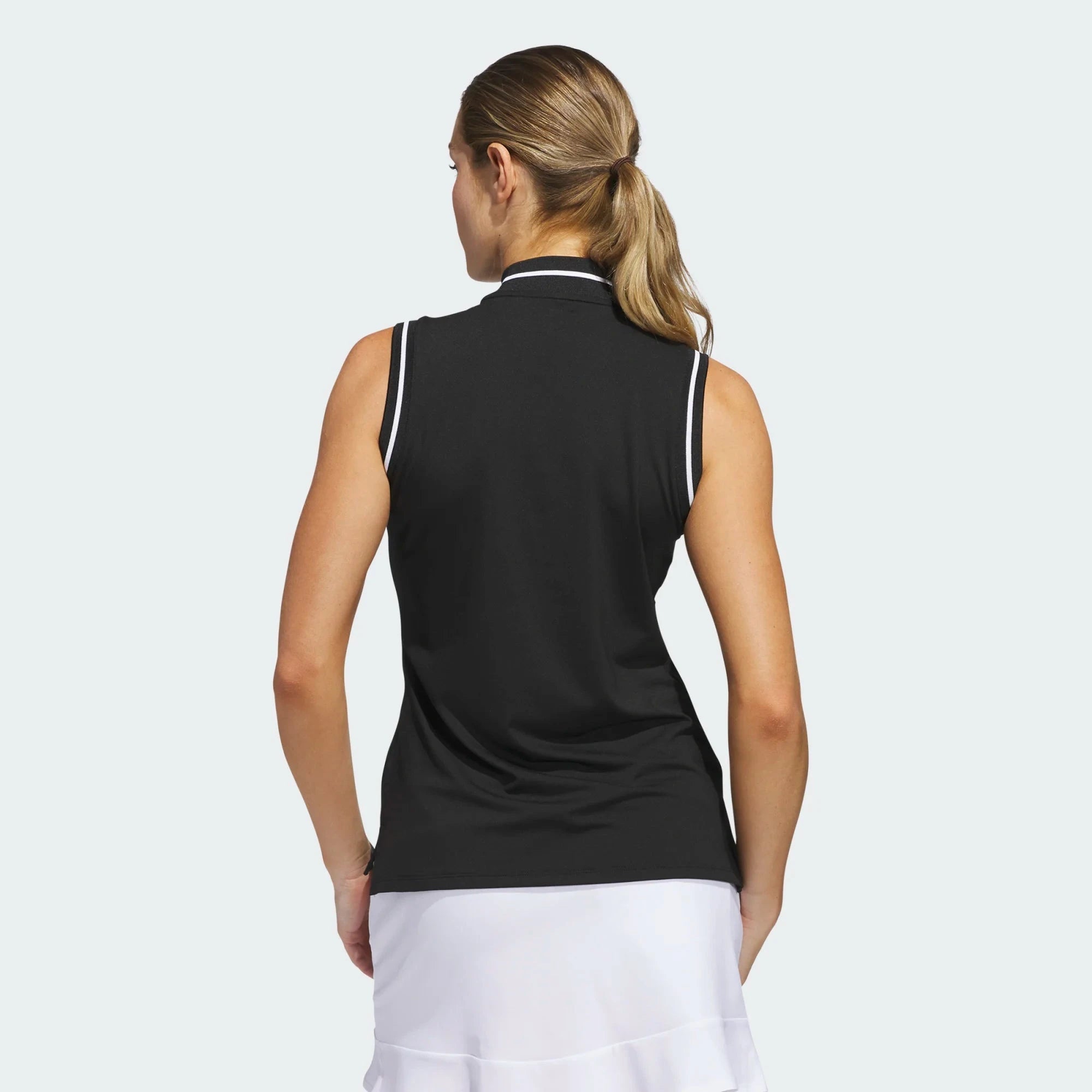 Adidas Women's Ultimate Zip Sleeveless Polo JE9910 Black Women's Polos Adidas 