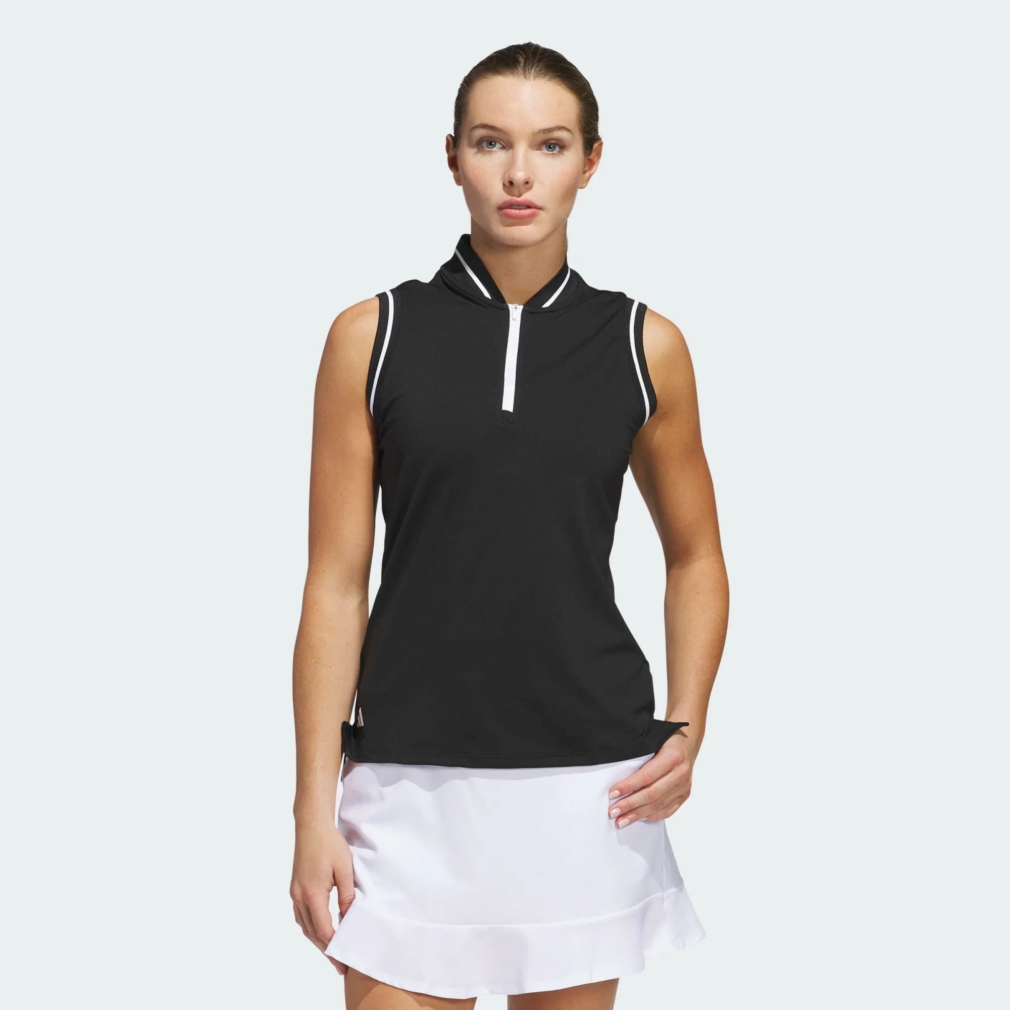 Adidas Women's Ultimate Zip Sleeveless Polo JE9910 Black Women's Polos Adidas 