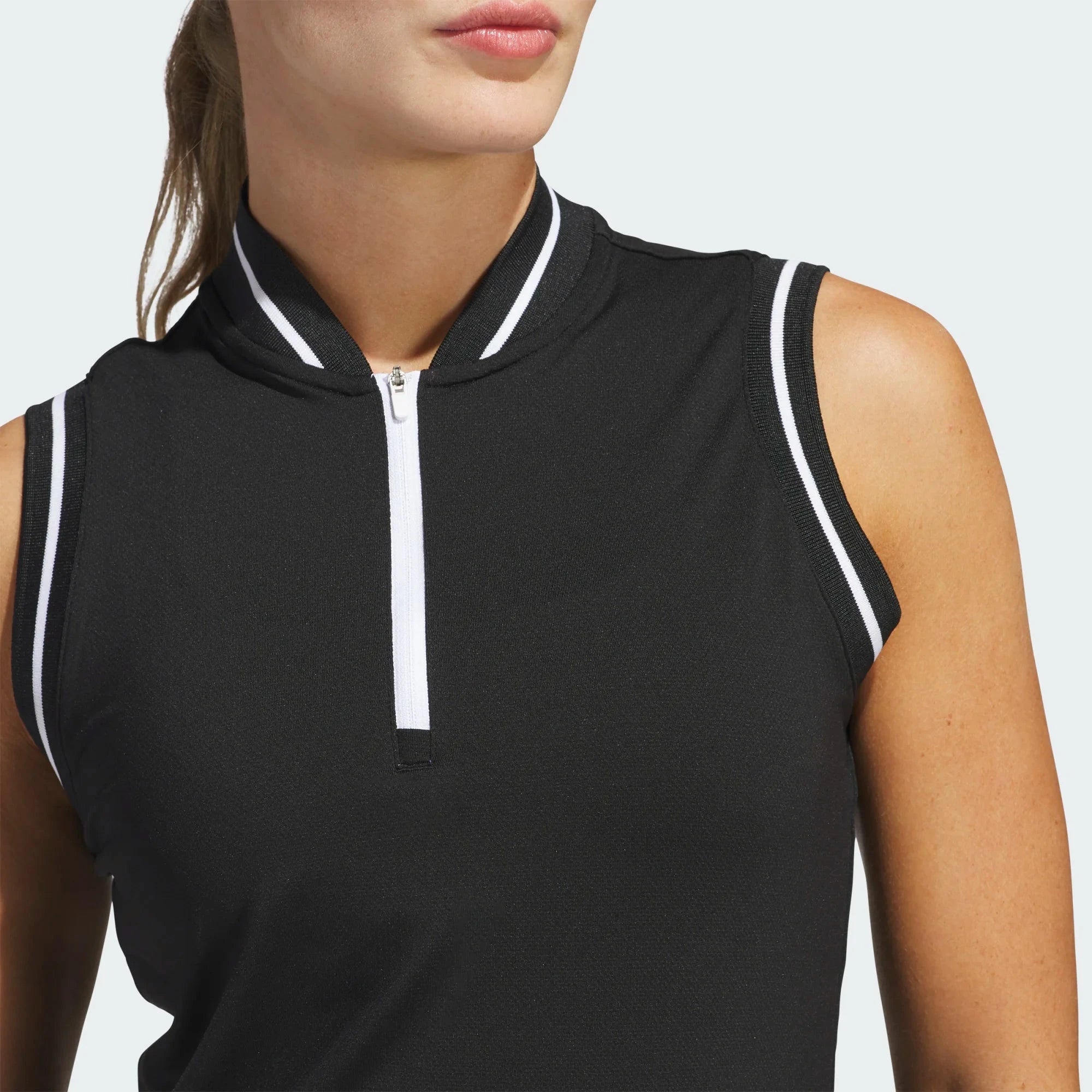 Adidas Women's Ultimate Zip Sleeveless Polo JE9910 Black Women's Polos Adidas 