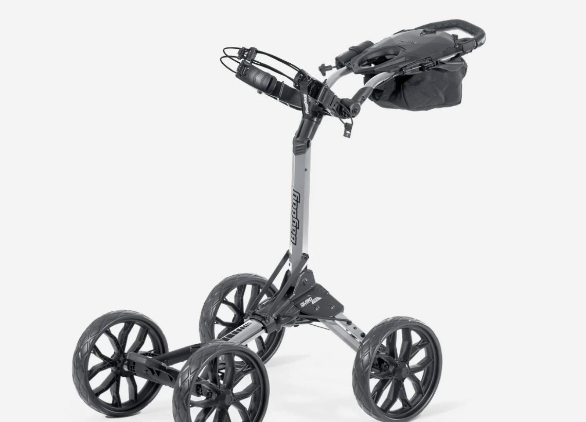 Bag Boy Quad PRO 4 Wheel Push Cart Golf Carts BagBoy Silver/Black 
