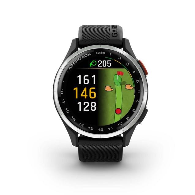 Garmin Approach S44 GPS Golf Watch GPS Garmin Black Band with Silver Aluminum Bezel 
