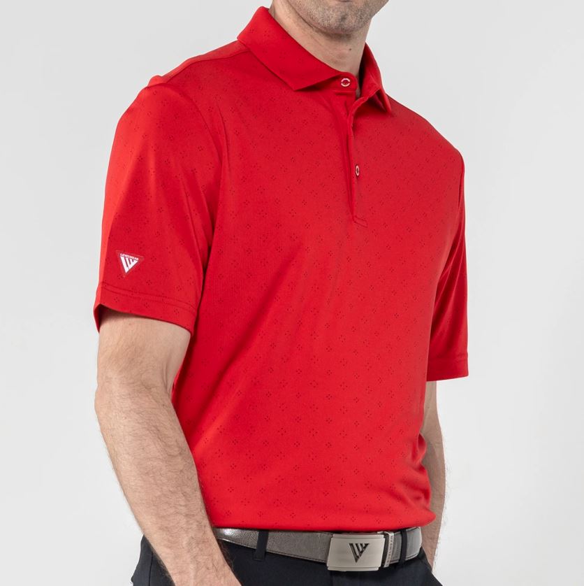 LevelWear Detect Golf Shirt PM5AL Flame Red/Black Men's Polos LevelWear 