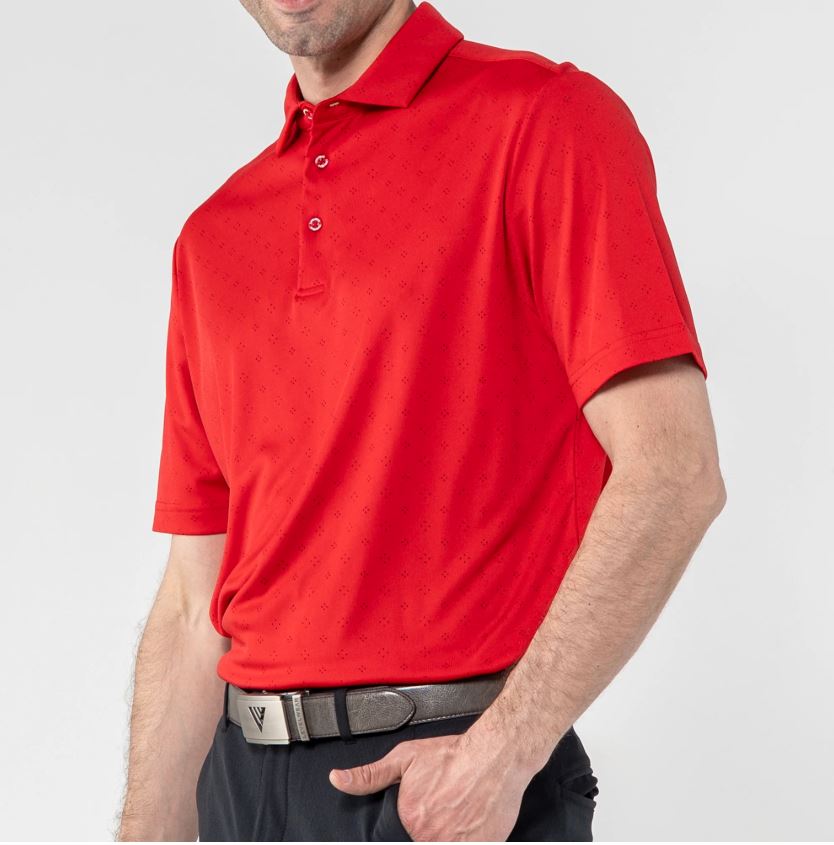LevelWear Detect Golf Shirt PM5AL Flame Red/Black Men's Polos LevelWear 