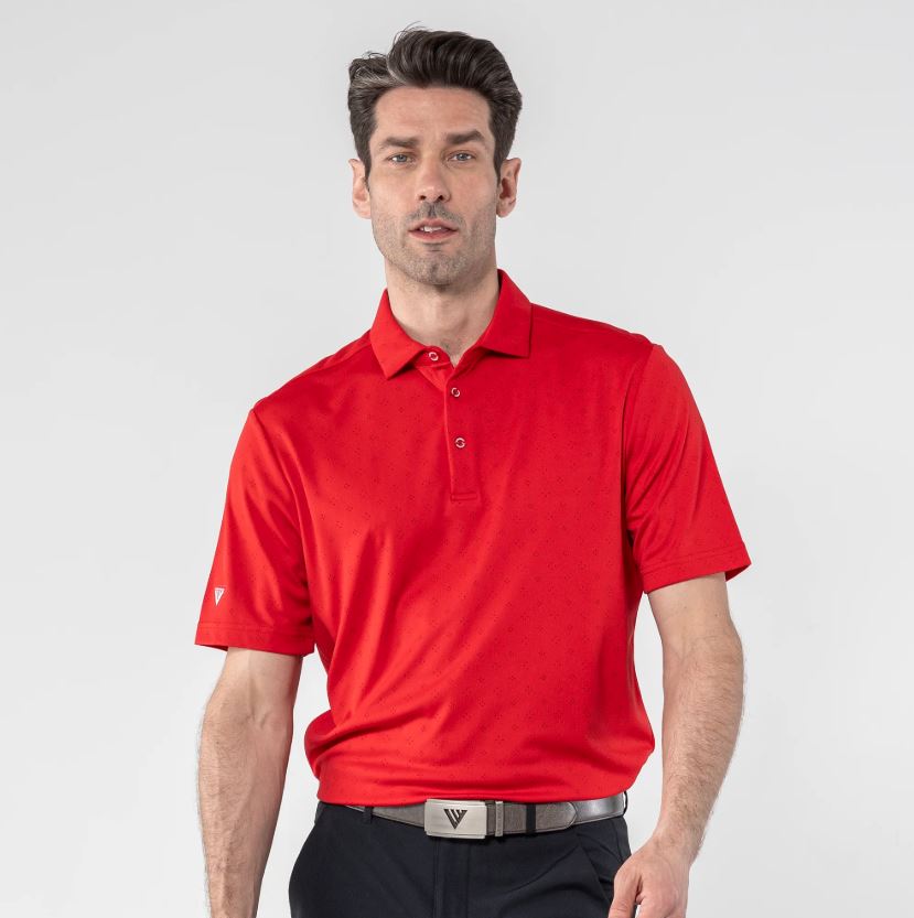 LevelWear Detect Golf Shirt PM5AL Flame Red/Black Men's Polos LevelWear Medium Red 
