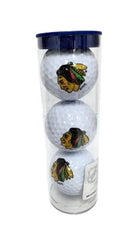 NHL Golf Balls Package of 3 pcs in Plastic Tube with Black Lid Golf Balls NHL Chicago Blackhawks 