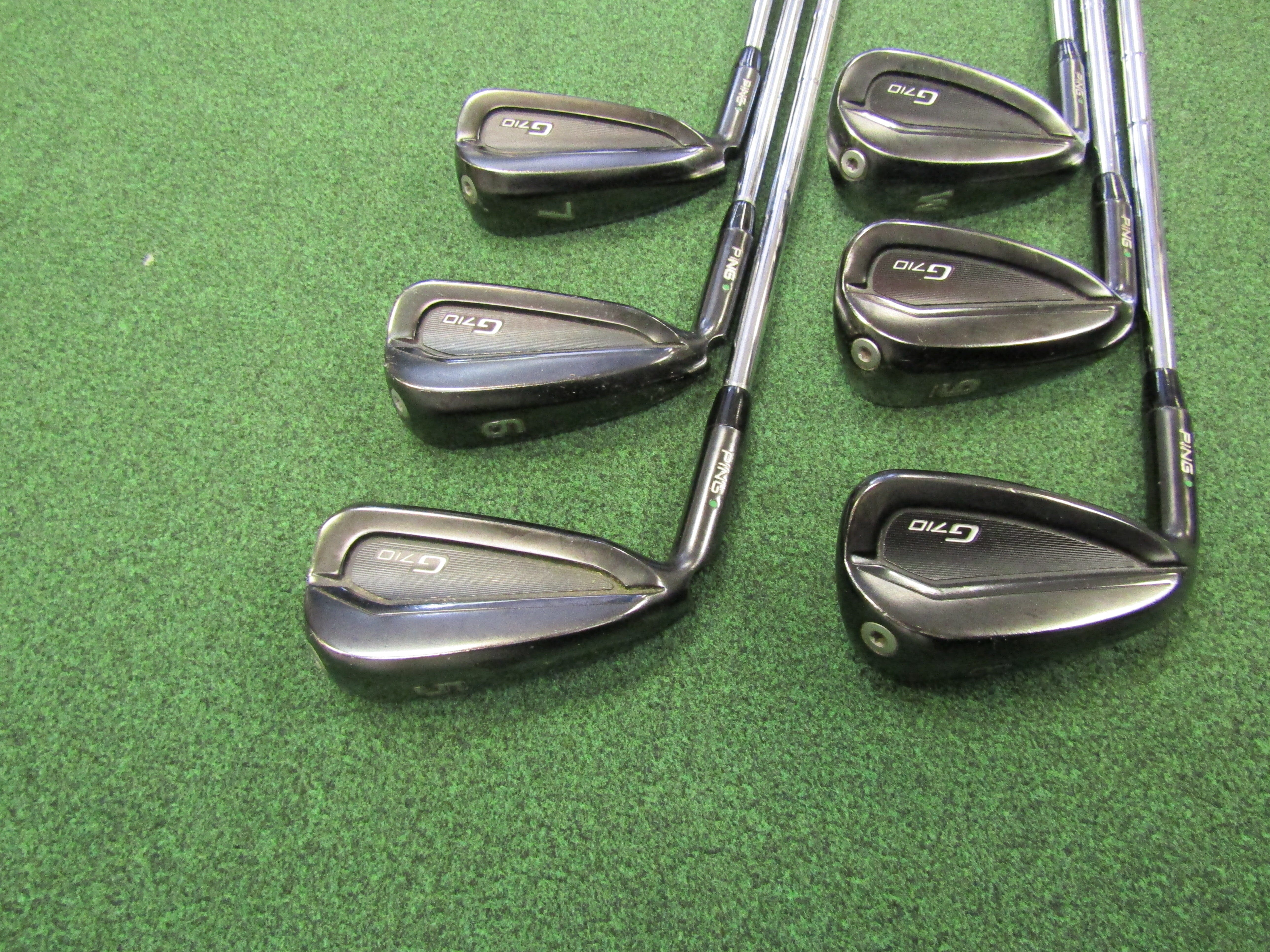 Ping G710 #5-PW Green Dot 6 pc. Iron Set Extra Stiff Flex Graphite Men's Left Pre-Owned Iron Sets Ping 